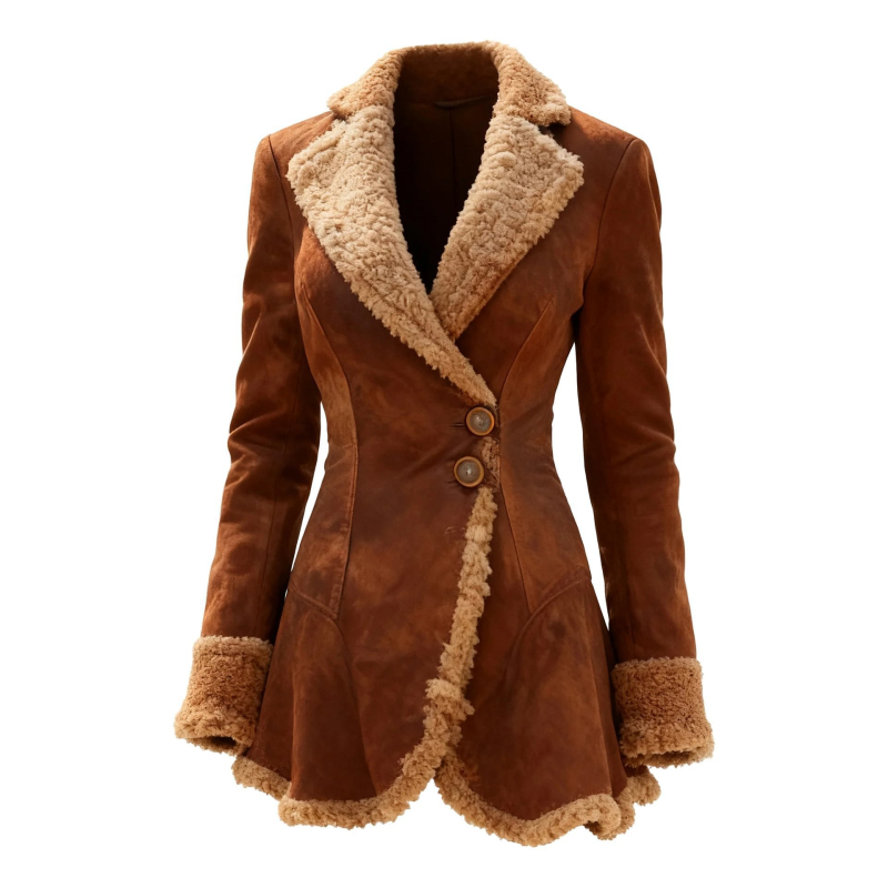 Ženski kaput od poliestera - debeo, srednje duljine, kvadratni ovratnik, jednostruko kopčanje na prednjem dijelu (Polyester; Thick; Mid-length; Square collar; Single-breasted)