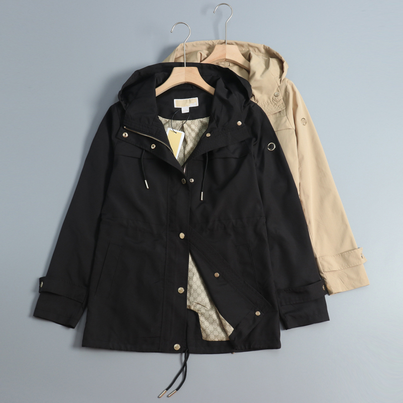 Ženska windbreaker jakna s kapuljom, poliester 95%+, dugi rukavi, jesen 2024, gradski stil za svakodnevnu vožnju