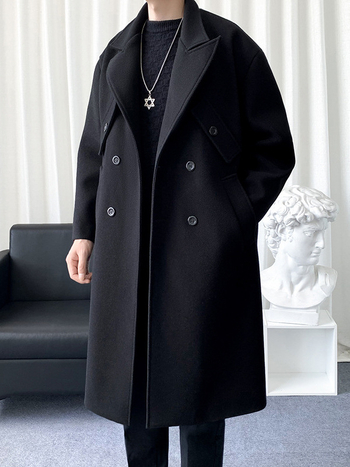 Kaput od poliestera, dvostruko kopčanje, rever, srednje dužine