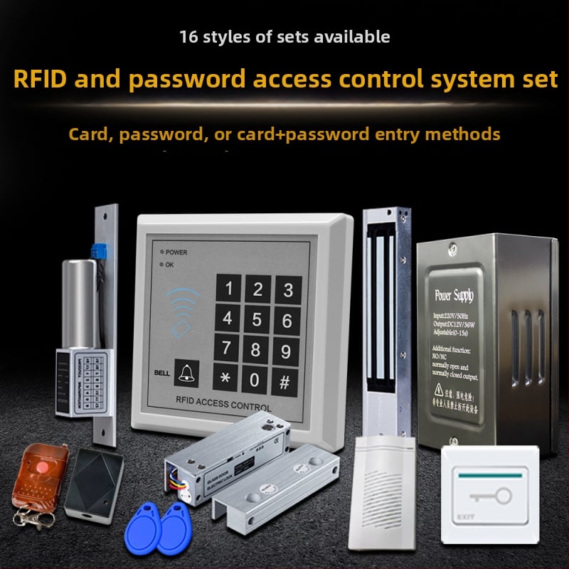 Система за контрол на достъпа за една врата с четец на карта и парола, цифрова клавиатура, електромагнитно заключване и електрическа брава, модел M1