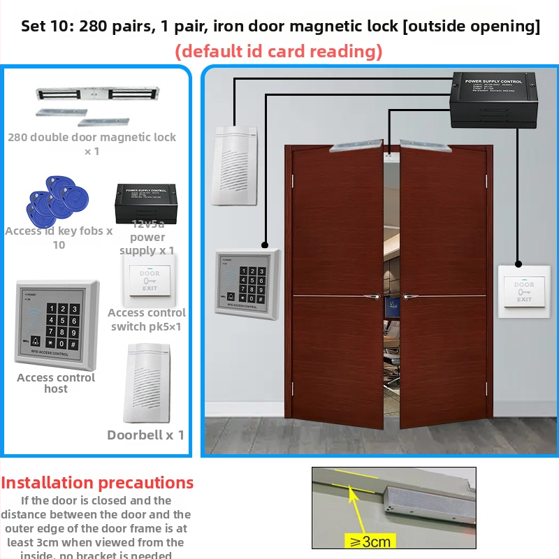 Система за контрол на достъпа за една врата с четец на карта и парола, цифрова клавиатура, електромагнитно заключване и електрическа брава, модел M1