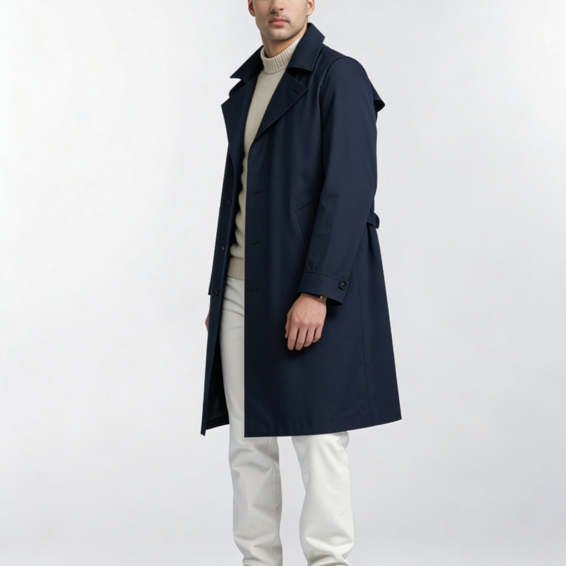 Ανδρικό μπουφάν μεσαίου μήκους από βαμβακοπολυεστερική σύνθεση, φερμουάρ μπροστά, πέτο-φόρου, πλαϊνές τσέπες, μονόχρωμο, άνοιξη-φθινόπωρο, αστικός καθημερινός στυλ