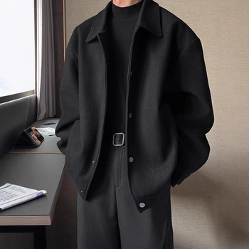 Μπουφάν μαλλίνο – χαλαρή γραμμή, γιακά λαπέλ, φερμουάρ, χειμώνας