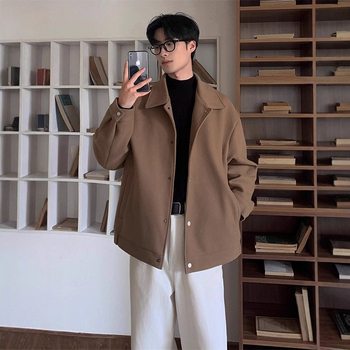 Μπουφάν μαλλίνο – χαλαρή γραμμή, γιακά λαπέλ, φερμουάρ, χειμώνας