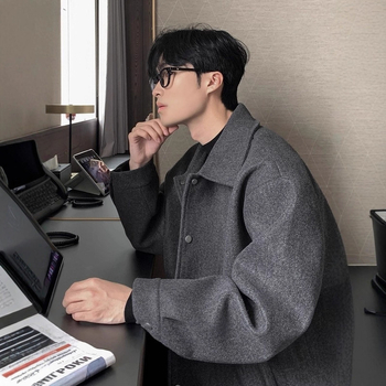 Μπουφάν μαλλίνο – χαλαρή γραμμή, γιακά λαπέλ, φερμουάρ, χειμώνας