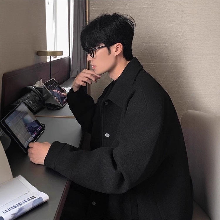 Μπουφάν μαλλίνο – χαλαρή γραμμή, γιακά λαπέλ, φερμουάρ, χειμώνας