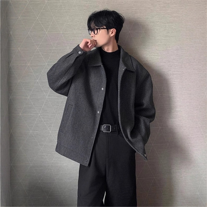 Μπουφάν μαλλίνο – χαλαρή γραμμή, γιακά λαπέλ, φερμουάρ, χειμώνας