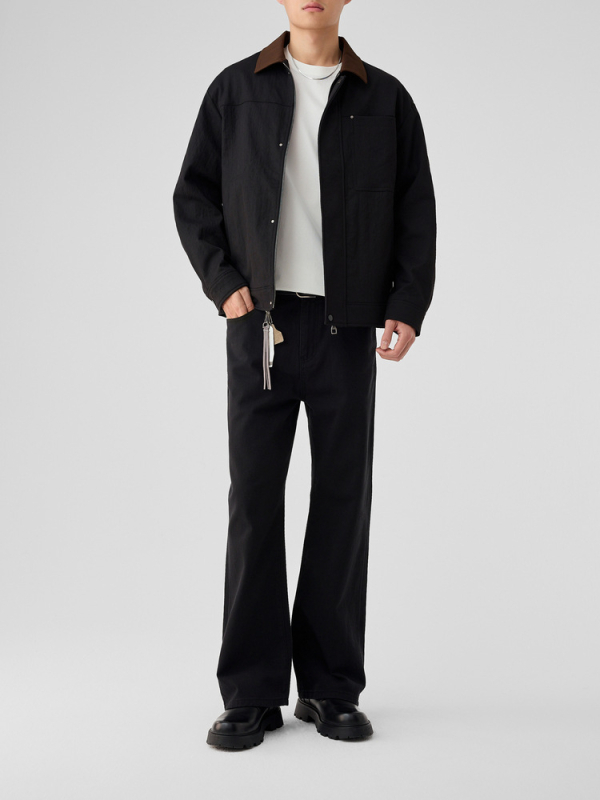 Ανδρικό σακάκι με πέτο, μινιμαλιστικό στυλ, φερμουάρ, 100% πολυεστέρας