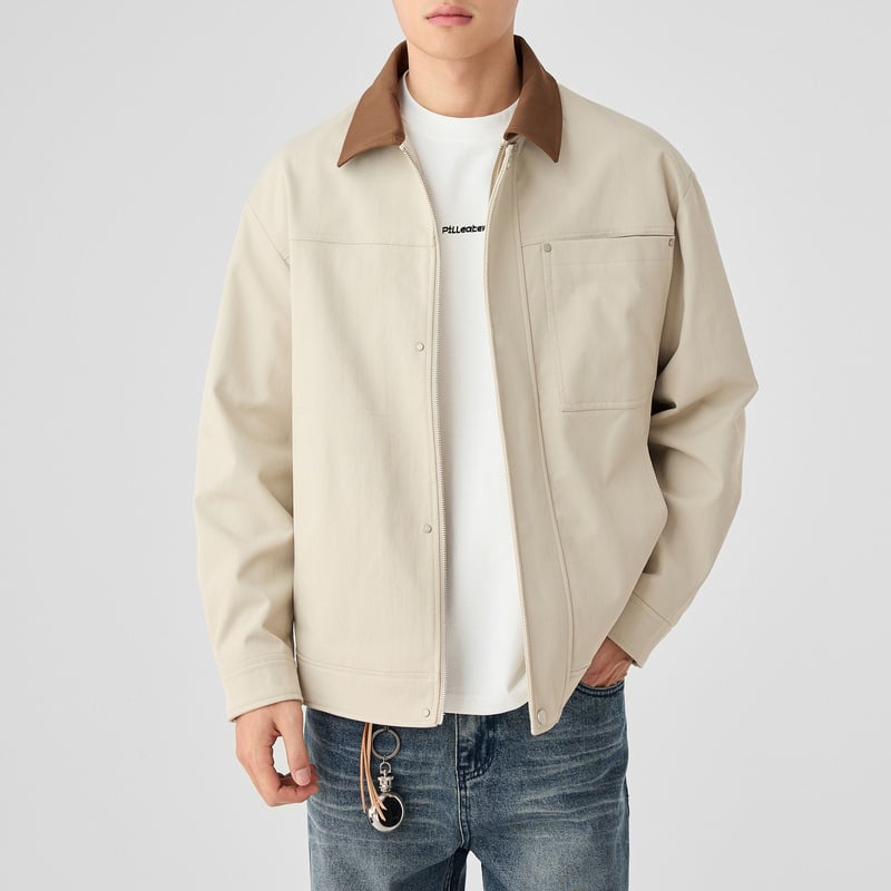 Ανδρικό σακάκι με πέτο, μινιμαλιστικό στυλ, φερμουάρ, 100% πολυεστέρας