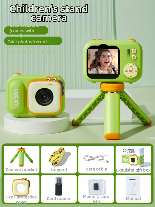 Lelefish bērnu kamera – uzņem fotogrāfijas un video, 4–6 gadu vecuma bērniem, plastmasas rotaļlieta, redzes attīstība, intelektuālā attīstība un roku-acu koordinācija