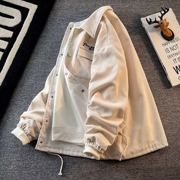Corduroy Jacket for Men - Vintage, Loose Fit, Lapel Collar, Single-Breasted