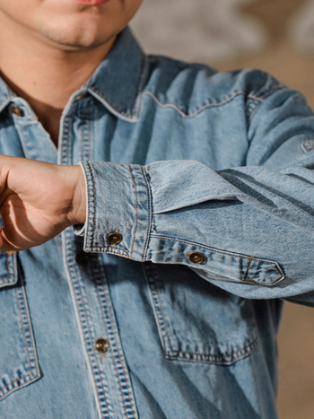 Muška denim jakna u američko-retro zapadnjačkom stilu Ami Khaki, dugi rukavi