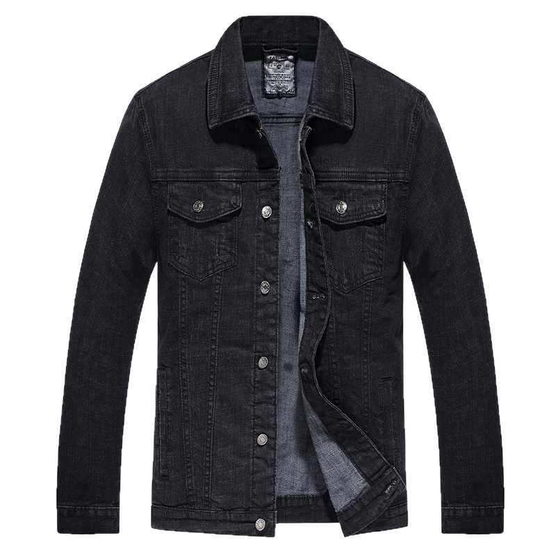 Мъжко яке с яка, памучно-полиестерова смес (68.8% памук / 30% полиестер / 1.2% еластан), солиден модел, реглан ръкави, еднобортно закопчаване, подплата 100% полиестер, пролет-есен 2024, свободен стил