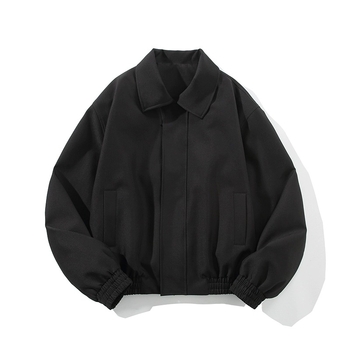 Cleanfit siva kratka jakna s jastučićima ramena, unisex, s reverom, američki vintage stil za jesen