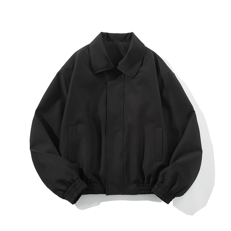 Cleanfit siva kratka jakna s jastučićima ramena, unisex, s reverom, američki vintage stil za jesen