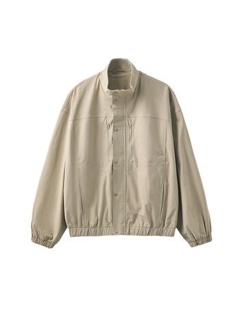 Мъжко яке: полиестер, цип, стойкова яка, свободна кройка, средна дължина