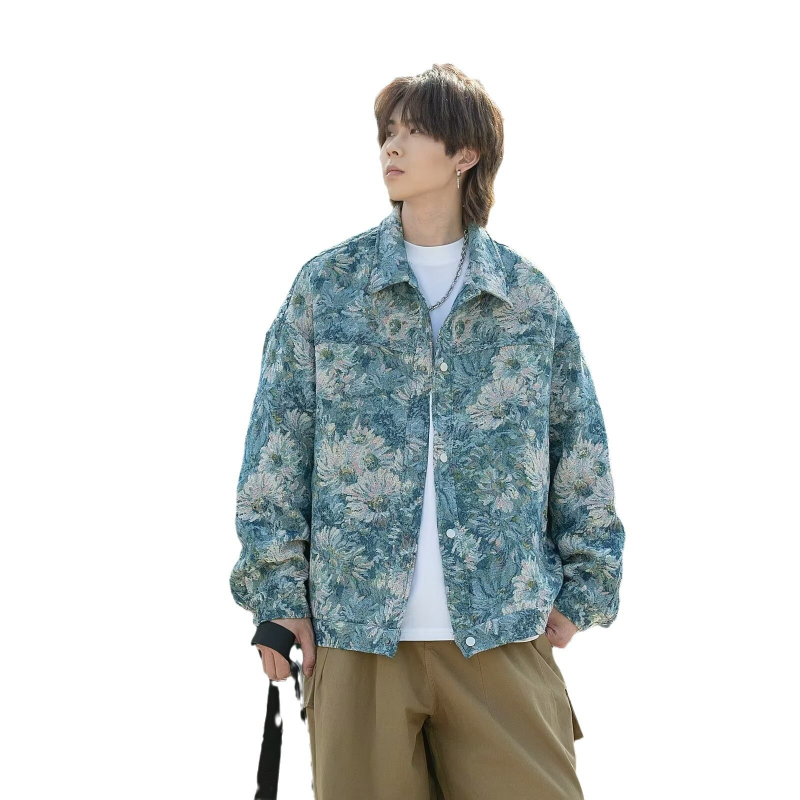 Muška vintage jakna s reverom, slobodan kroj, jednostruko zatvaranje, poliester, otporna na vjetar