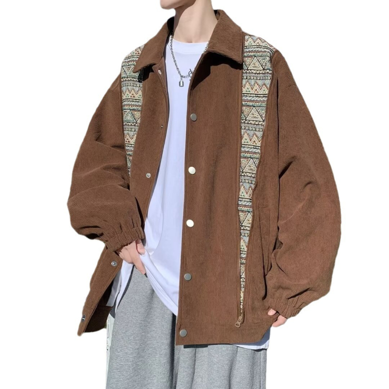 Corduroy jakna za muškarce, slobodan kroj, ovratnik Lapel, jednostruko kopčanje, retro stil