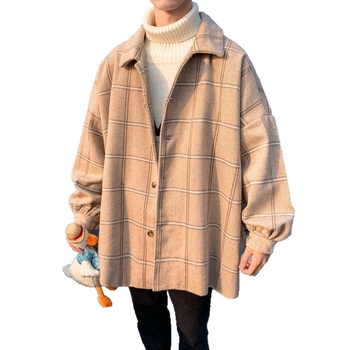 Vuneno karirano sako s reverom, jednostruko zatvaranje, dugi rukavi, za proljeće i jesen