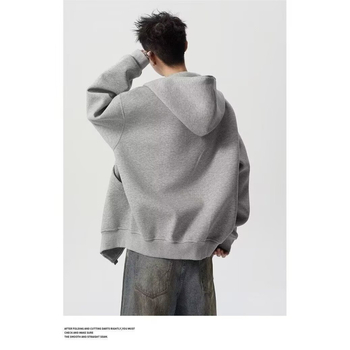 Geacă de bărbați cu glugă, fermoar frontal, poliester gros, guler înalt – Iarnă