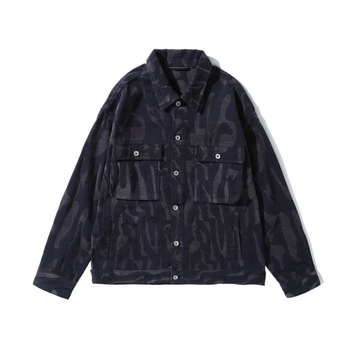 Geacă denim din bumbac, croială lejeră, stil japonez, guler rever, închidere cu un singur nasture