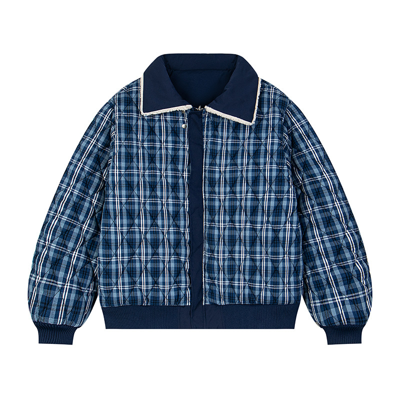 Obojstranná bunda s vyšívanou ovčou vlnou fleece, bavlnená výstelka, golier, voľný strih, pre mužov
