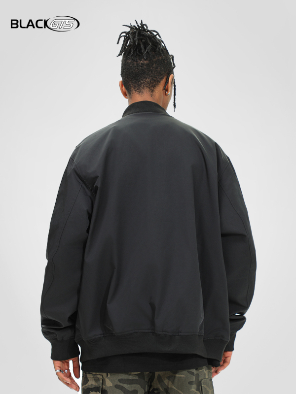 BLACKGTS pánska retro vetruodolná bunda s kovovou dekoráciou, bez goliera, zapínanie na zips, voľný strih
