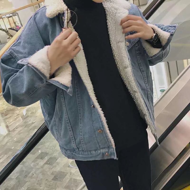 Geacă din denim pentru bărbați, croială slim, guler rever, nasturi frontali, mâneci lungi, pentru iarnă