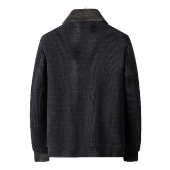 Geacă bărbătească din corduroy, guler înalt, fermoar, buzunare laterale