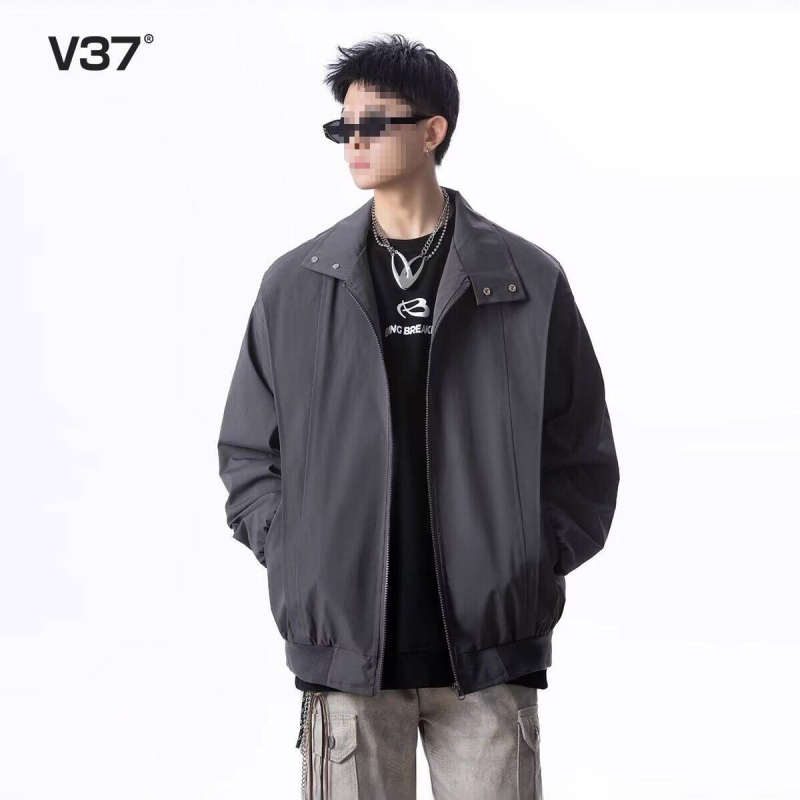 Jachetă - Streetwear tineret, guler înălțat, croi larg, fermoar decorativ, buzunare laterale, primăvară-toamnă