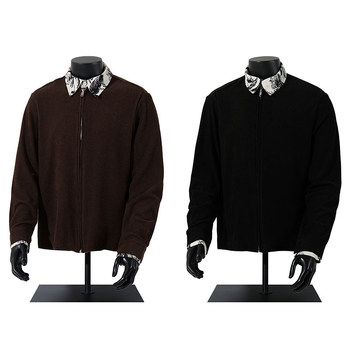 Tkpa Vintage jachetă dublu față, cu fermoar decorativ și design de colaj, material poliester respirabil, pentru bărbați și femei