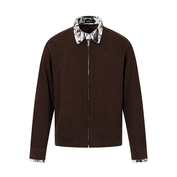 Tkpa Vintage jachetă dublu față, cu fermoar decorativ și design de colaj, material poliester respirabil, pentru bărbați și femei