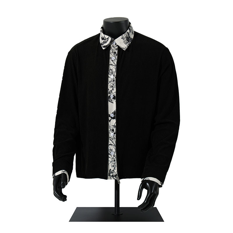 Tkpa Vintage jachetă dublu față, cu fermoar decorativ și design de colaj, material poliester respirabil, pentru bărbați și femei