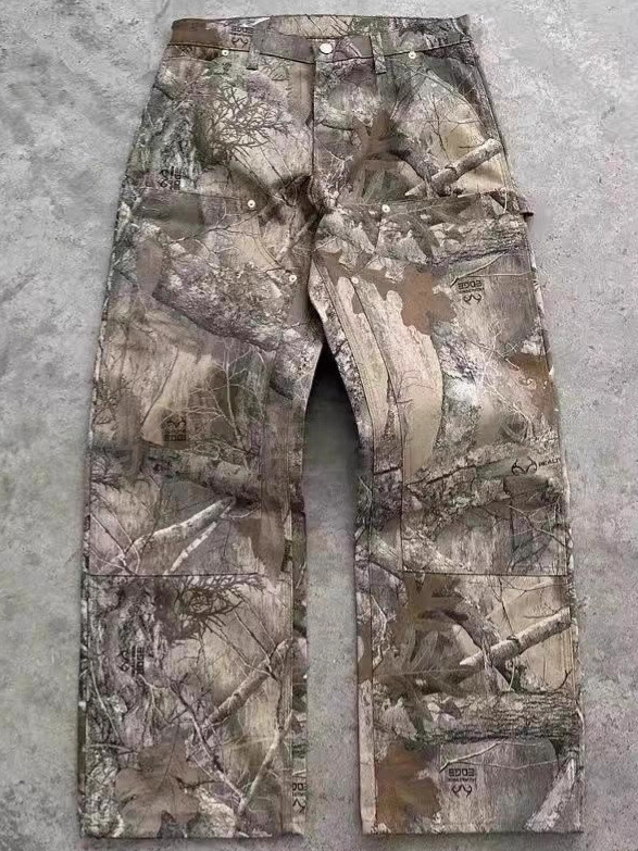 Pánska outdoor bunda s kamuflážnym 3D vzorom, golier, zips, voľný strih (jar–jeseň)