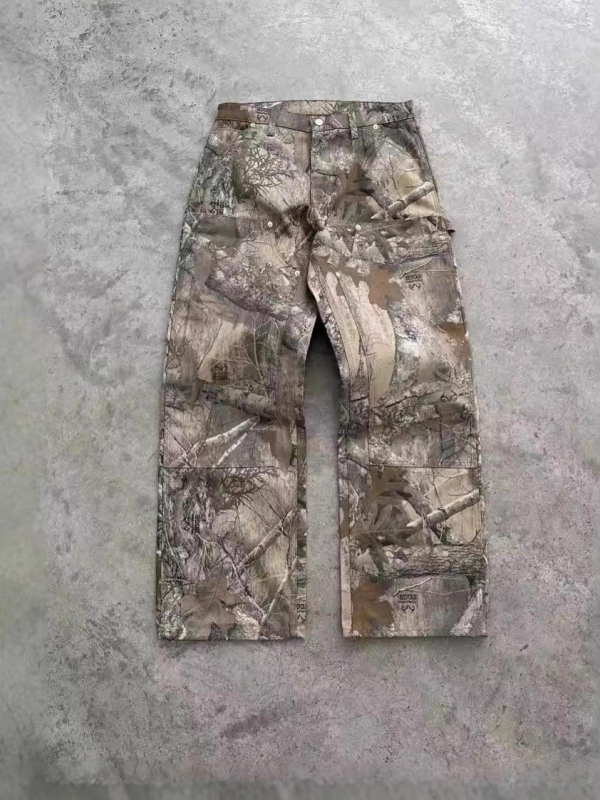Pánska outdoor bunda s kamuflážnym 3D vzorom, golier, zips, voľný strih (jar–jeseň)
