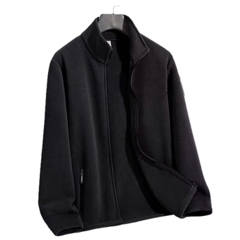 Ανδρικό μπουφάν φλίς πολυεστέρα με στάσιμο γιακά, φερμουάρ, πλαϊνές τσέπες – Χειμερινό εξωτερικό ένδυμα