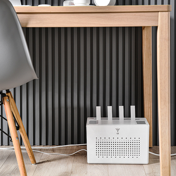 Router tároló doboz kettős rétegű kivitelben, levehető fedél, ABS műanyag, rekeszekkel, 2 L kapacitás