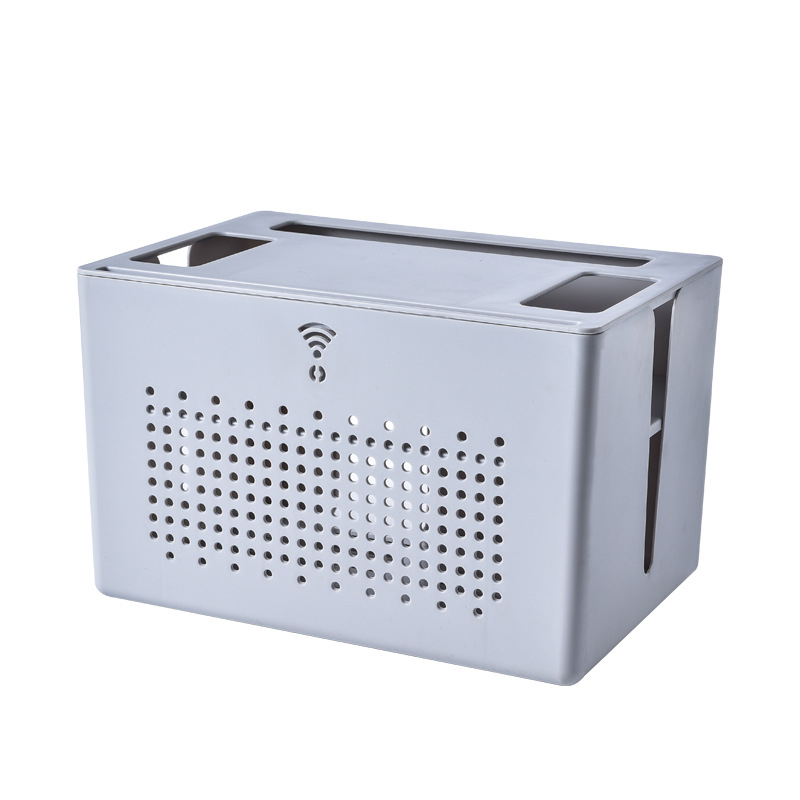 Router tároló doboz kettős rétegű kivitelben, levehető fedél, ABS műanyag, rekeszekkel, 2 L kapacitás