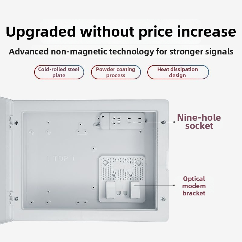 Mājsaimniecības multimēdiālo informācijas skapis tīkla un optisko kabelu vadībām, slēgta uzstādīšana, ABS korpuss, kabelu sadales statīvs