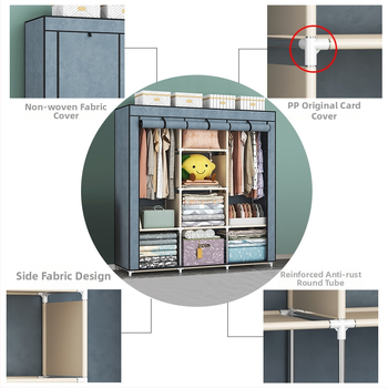 Solno vienkāršs kombinētais garderobs mājsaimniecībai, neizšūts audums, modelis 1611-1612, uz grīdas uzstādāms, svars 3,67 kg