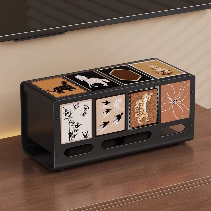 Cutie de depozitare a cablurilor cu capac - oțel carbon, 1 L, organizator de cabluri pentru birou, multipurpose