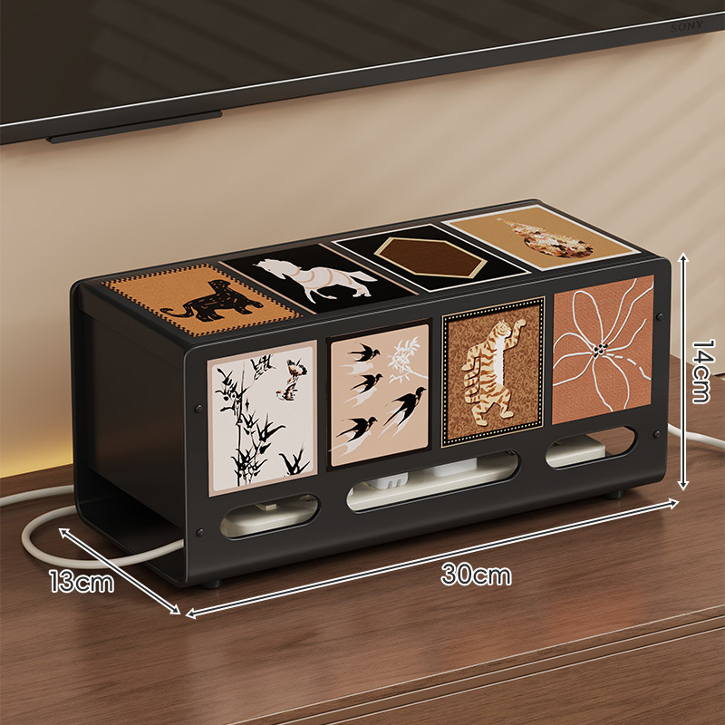 Cutie de depozitare a cablurilor cu capac - oțel carbon, 1 L, organizator de cabluri pentru birou, multipurpose