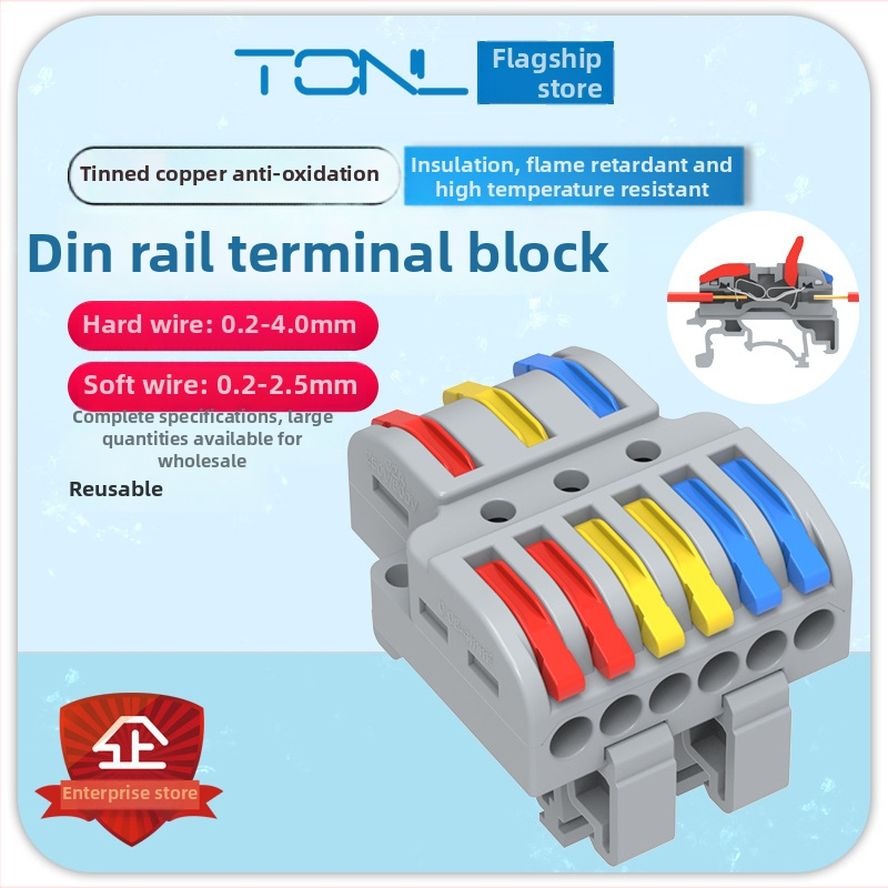 TL-633 DIN-rail typ rozdvojovací terminál pre vetvy vodičov so rýchlym zapojením