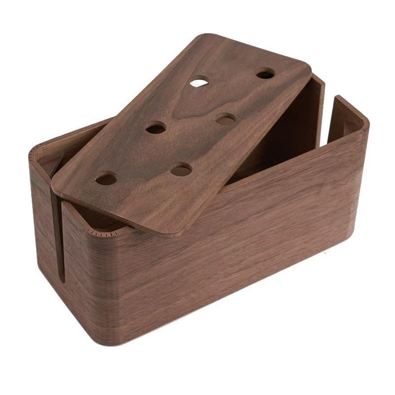 Cutie din lemn pentru organizarea cablurilor, de birou — Cutie de depozitare de birou, stil modern minimalist, capacitate 1 L, pentru cabluri de căști