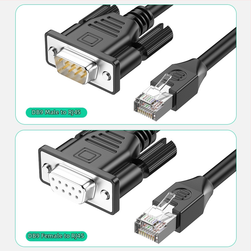 RJ45 uz DB9 seriālo konsoļu kabeli, adapterkabelis pārslēdzējam/serverim lietošanai, varš, niķelēts, garums 0.5-30 m