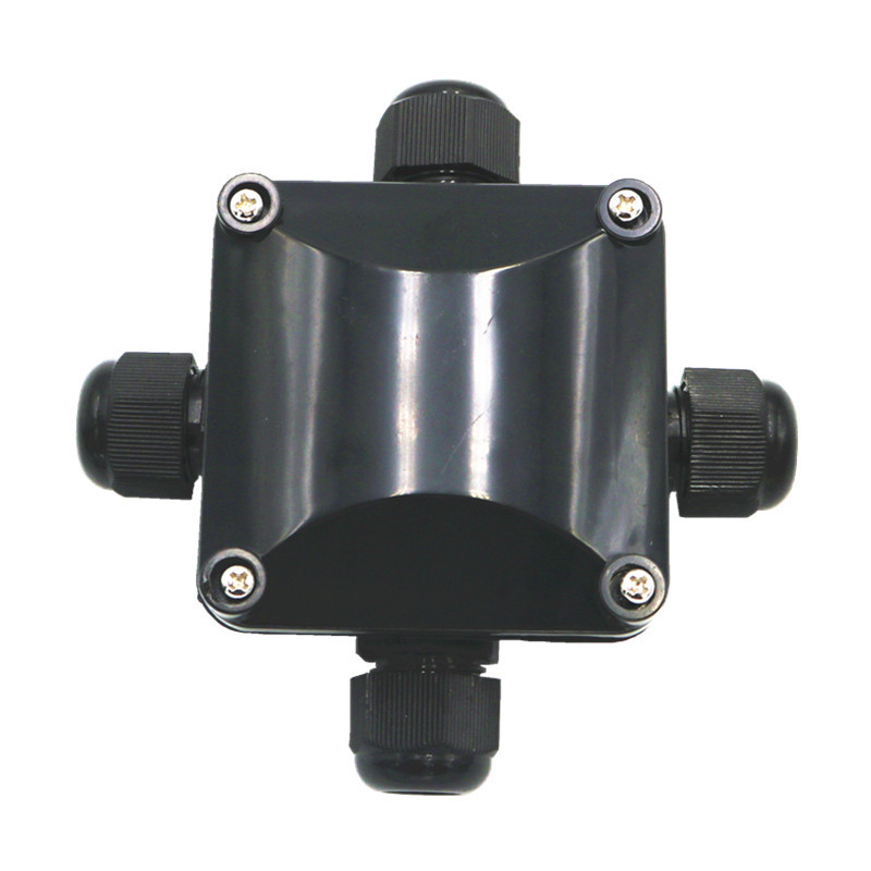 IP68 kültéri világítási kábelcsatlakozó doboz, műanyag, 3-utas elosztó doboz, egy bemenet és két kimenet