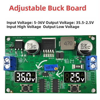 LM2596S reguliuojamas pakėlimo/mažinimo įtampos modulis su dvejais skaitmeniniais voltmetrais, reguliuojamas maitinimo šaltinis automobiliui DIY