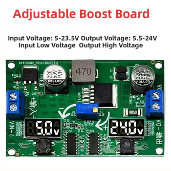 LM2596S reguliuojamas pakėlimo/mažinimo įtampos modulis su dvejais skaitmeniniais voltmetrais, reguliuojamas maitinimo šaltinis automobiliui DIY
