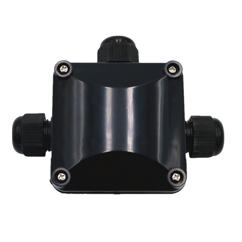 IP68 trilaukio plastikinė lauko apšvietimo kabelio jungties dėžutė, 1 įėjimas, 2 išėjimai