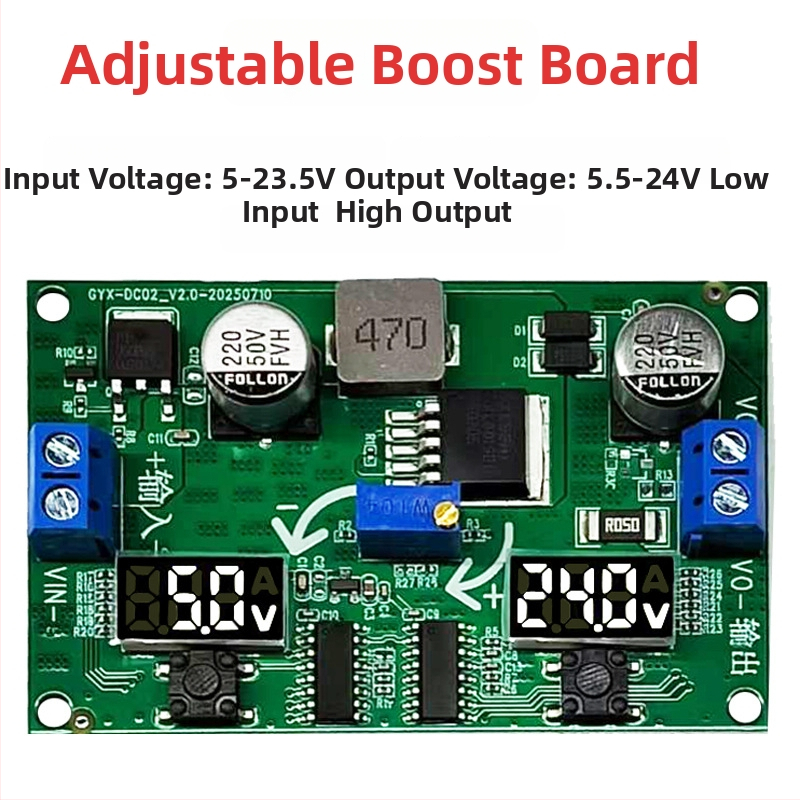 LM2596S reguliuojamas Boost/Buck DC-DC modulis su dviejų skaitmeninių voltmetrų rodmenimis – reguliuojamas maitinimo šaltinis DIY